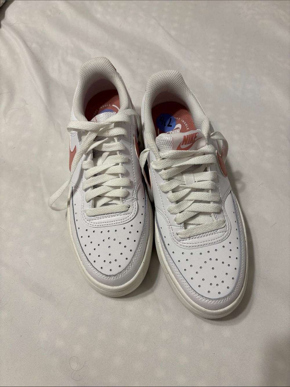Nike Women’s White Sneakers with Dusty Rose Swoosh